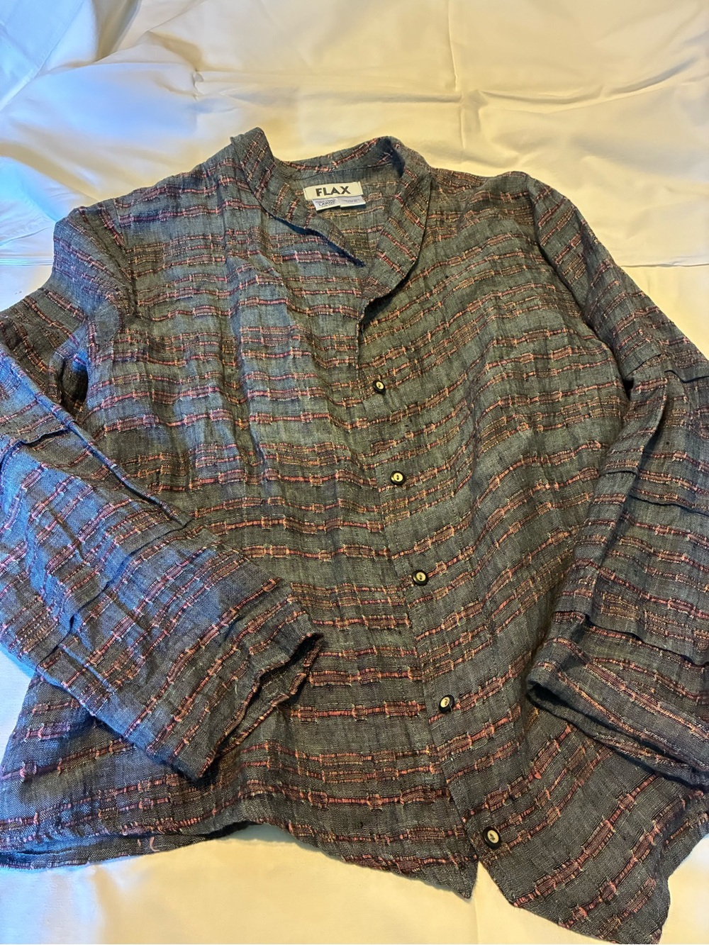 Flax Blue Jacket with Pink Stripe Detail